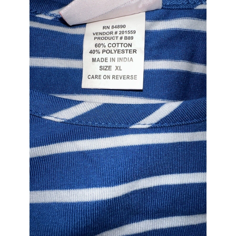 New American Sweetheart Top Size XL Striped 3/4 Sleeve Roll Tab Round Neck - Picture 6 of 6
